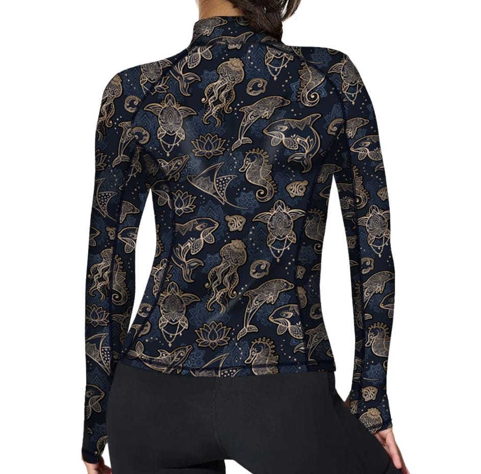 Spacefish Army - Full Zip Ocean Mandala Rash Guard - Image 2