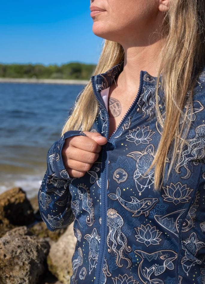 Spacefish Army - Full Zip Ocean Mandala Rash Guard - Image 3